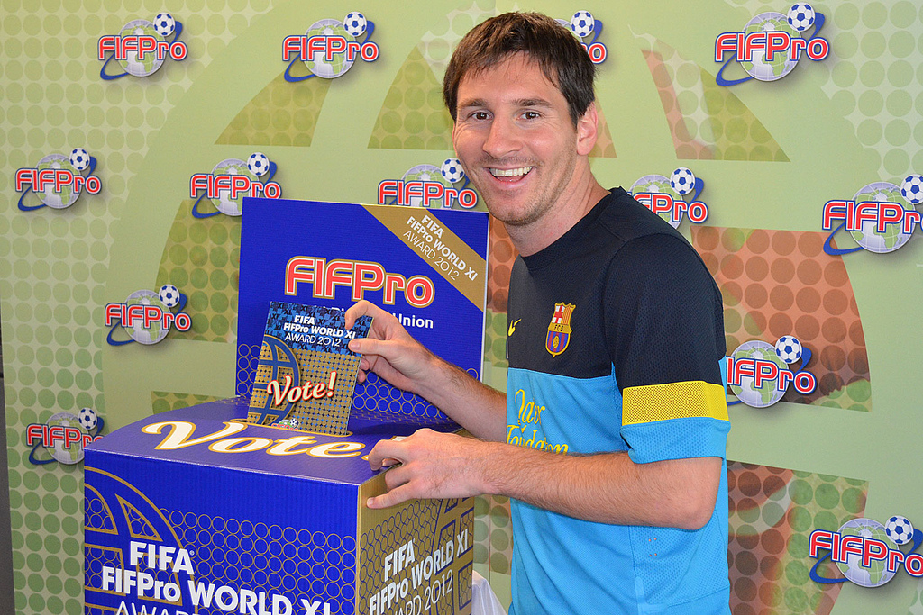 Lionel Messi (FC Barcelona) bei der Wahl seiner World XI (Foto: © fifpro.org)